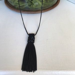 Boho Beaded / bling black adjustable necklace